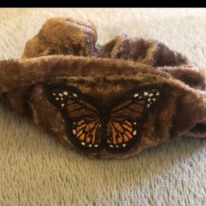 Brown scrunchie with a butterfly